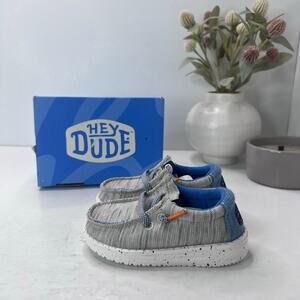 New Hey Dude Wally Jersey Slip-On Casual Loafers Light Gray Toddler 7 NWB